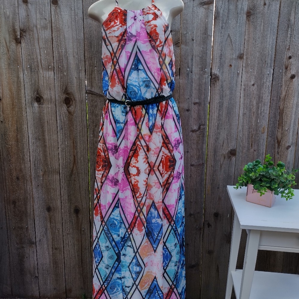 NWT Women's Lily Rose Long Beach Multicolored Dress Size Medium